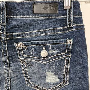 Daytrip Mid Rise Virgo Straight Jeans Size 26 x 33 Long Stretch Distressed Pants